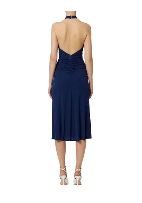 Abito Elisabetta Franchi donna AB71952E2 Blu viscosa scollo incrociato logo strass ELISABETTA FRANCHI | Abiti | AB71952E2DC8